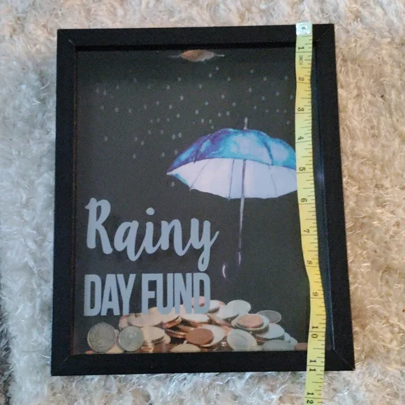🆕 ⛈️RAINY DAY GLASS PICTURE FRAME MONEY 🏦 - Picture 6 of 7